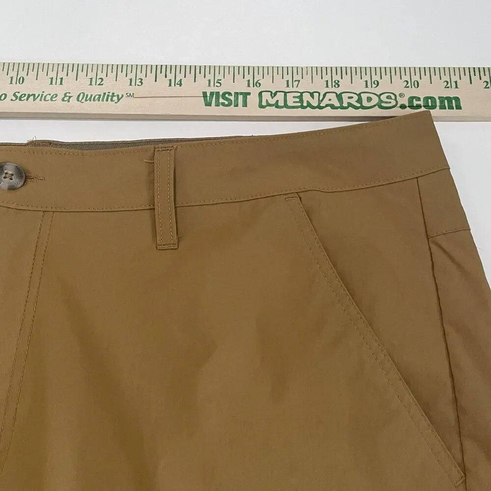 Eddie Bauer Flat Front Nylon Shorts Men's Size 40 Brown 10 Inch Inseam Logo